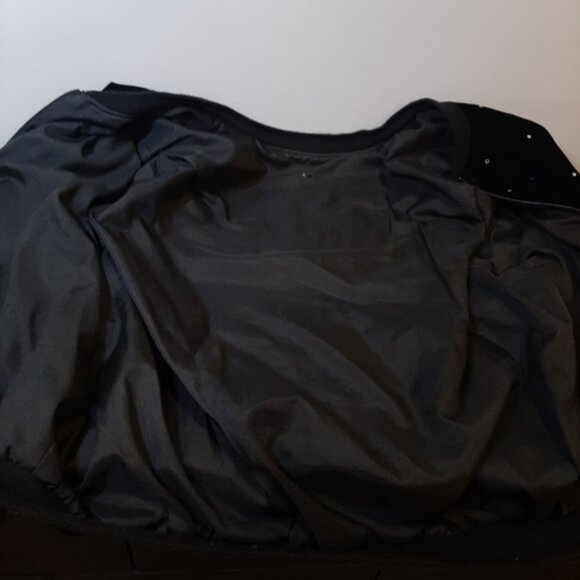 Vintage 80s Velvet Bomber Jacket Rhinestone Embellished Zip Front Velour Bling - Picture 14 of 16